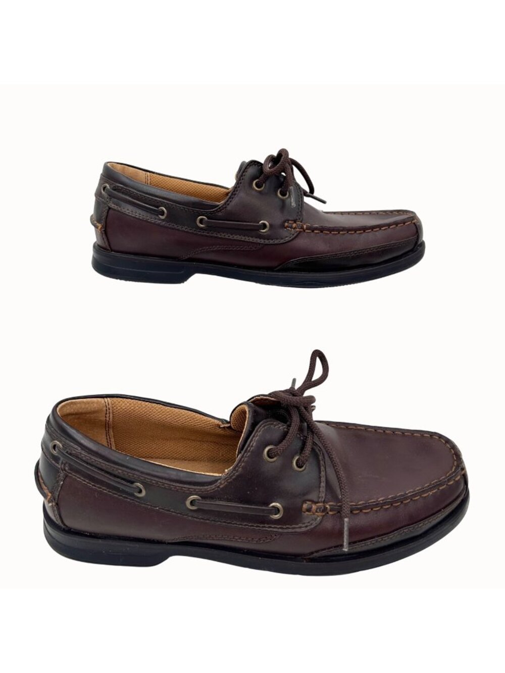 DEXTER MENS BROWN LEATHER BOAT SHOES - 7.5